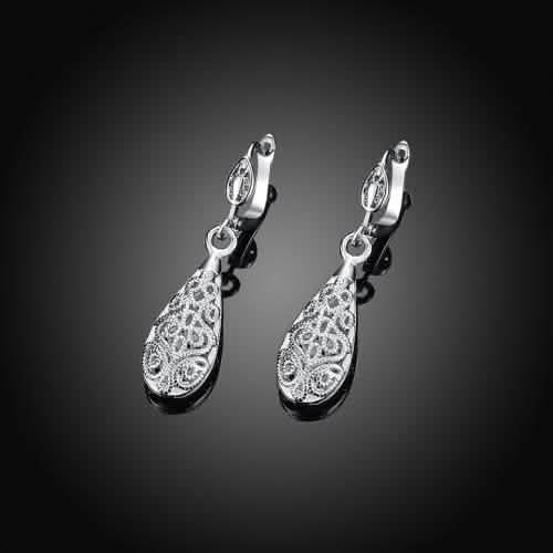 18K Gold Laser Cut Filigree Drop Earrings - Assorted Colors