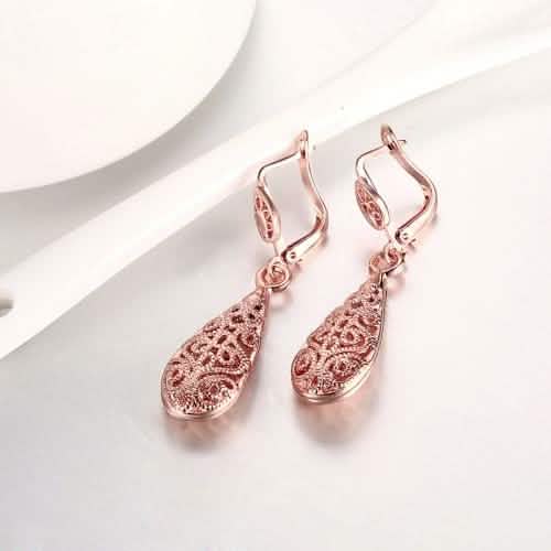 18K Gold Laser Cut Filigree Drop Earrings - Assorted Colors