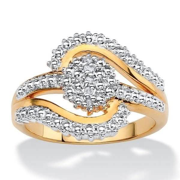18K Gold Plated 0.15 Ct Diamond Accent Swirl Ring