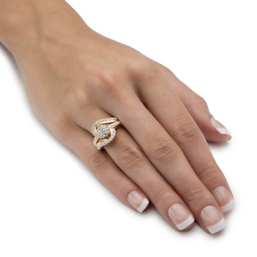 18K Gold Plated 0.15 Ct Diamond Accent Swirl Ring