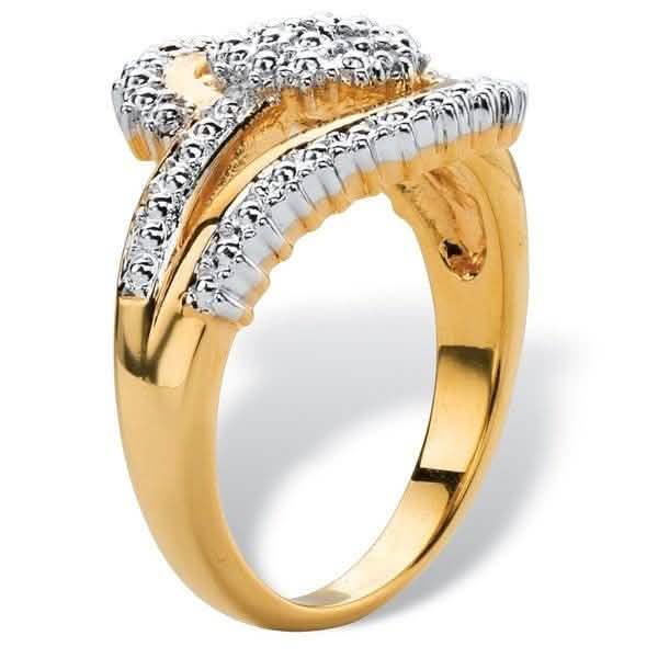 18K Gold Plated 0.15 Ct Diamond Accent Swirl Ring