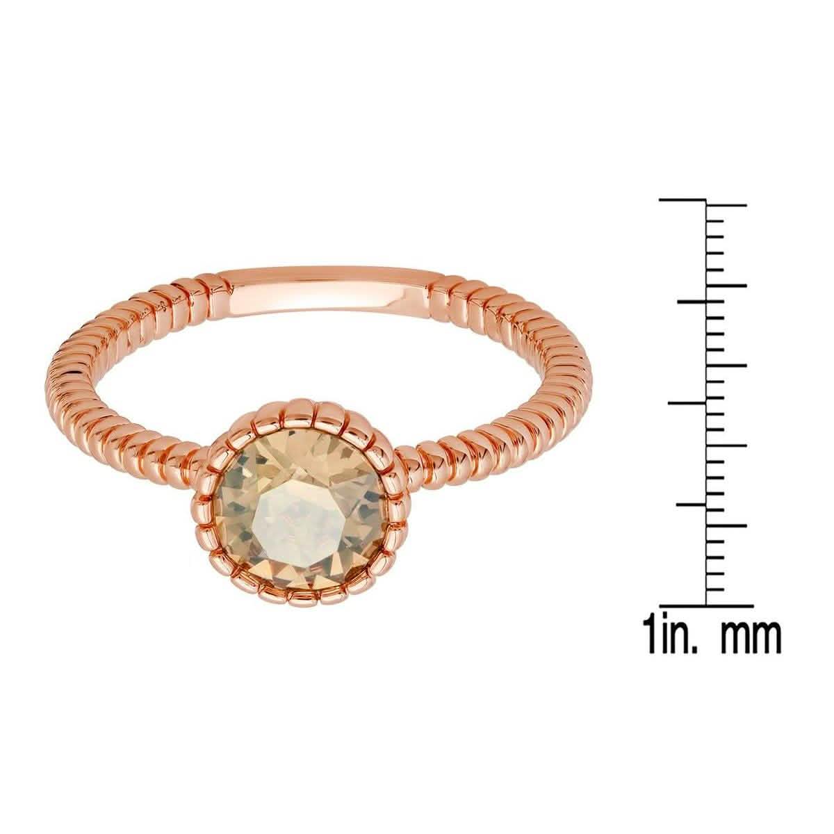 18k Gold Plated Brass Solitaire Rope Engagement Ring with Swarovski Crystals