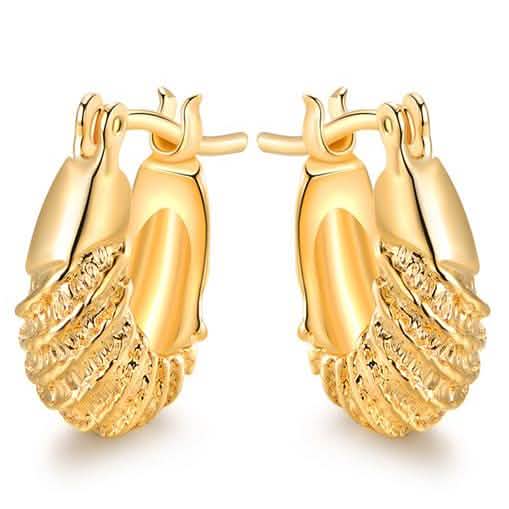 18k Gold Plated Carved Hoop Earrings