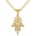 18K Gold Plated Crystal Hamsa Hand Pendant