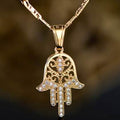 18K Gold Plated Crystal Hamsa Hand Pendant