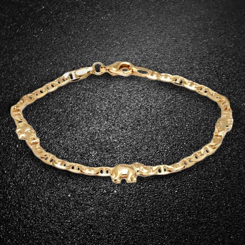 18K Gold Plated Elephant Charm Mariner Link Anklet