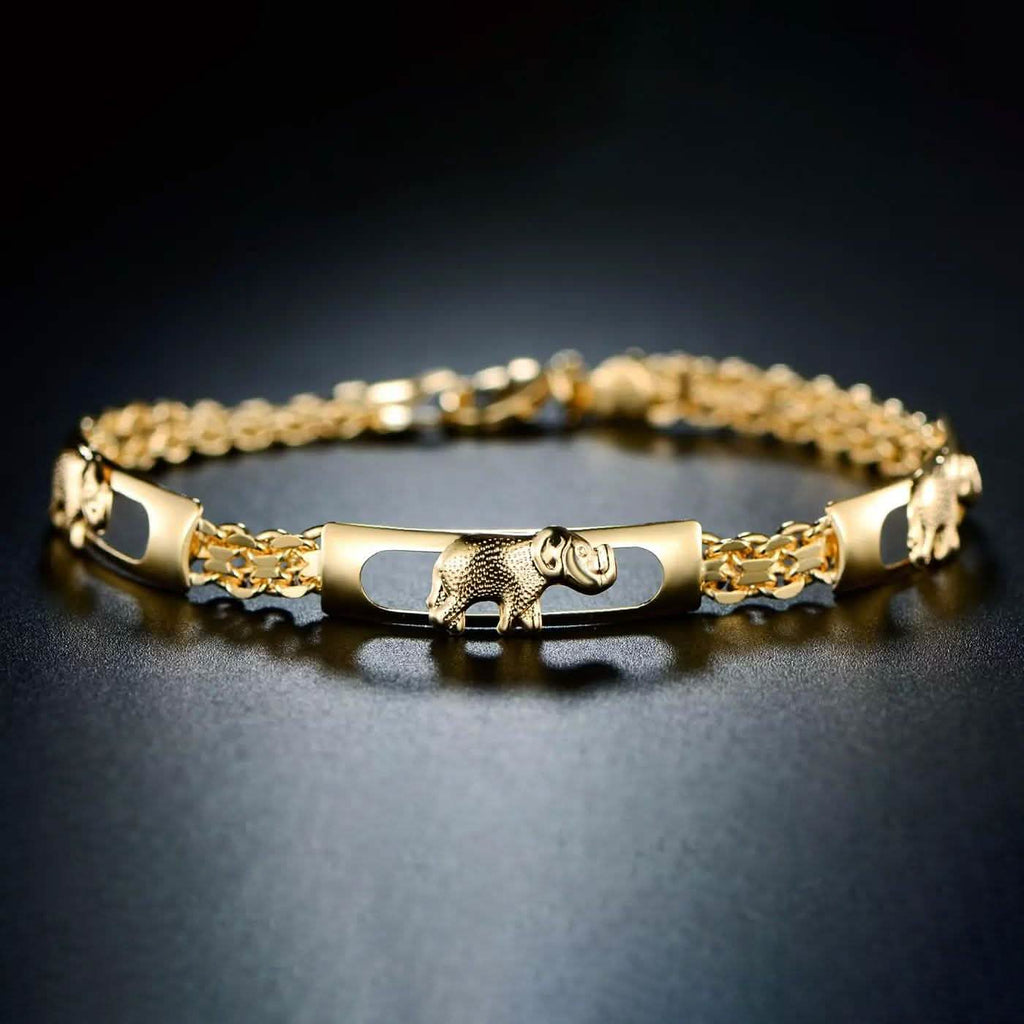 18K Gold Plated Lucky Elephant Parade Bracelet