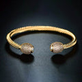 18K Gold Plated Open Cuff Crystal Bangle by Barzel