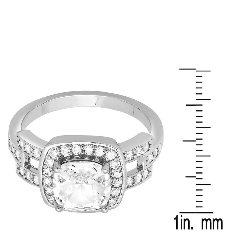 18k Gold Plated Square Engagement Ring with Swarovski Crystals