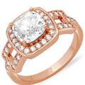18k Gold Plated Square Engagement Ring with Swarovski Crystals