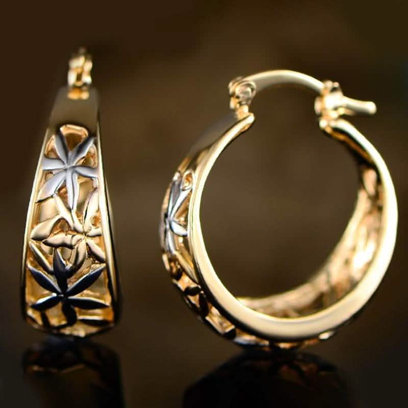 18K Gold Plating Moroccan Filigree Hoop Earrings