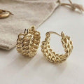 18K Gold Two-Row Chain Link Hoop Earrings