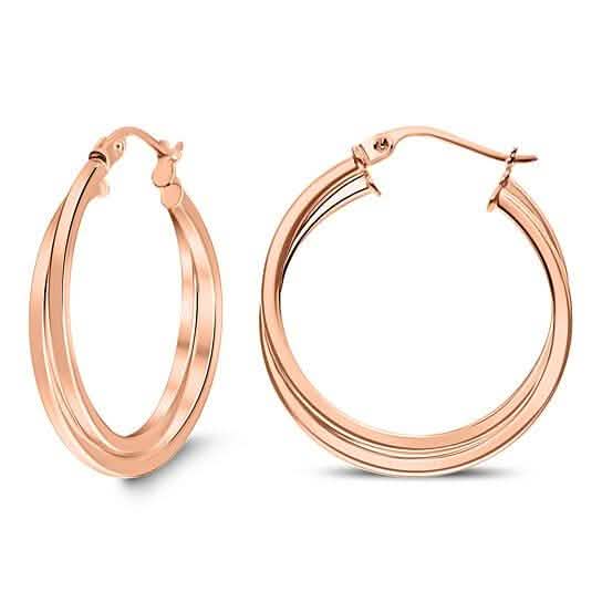 18K Rose Gold Inter-Wind Hoop Earrings