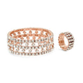 18k Rose Gold Plated Alloy Stretch Double Layered Bracelet and Ring Set