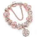18K Rose Gold Plated Crystal Charm Bracelet Made With Swarovski Elements