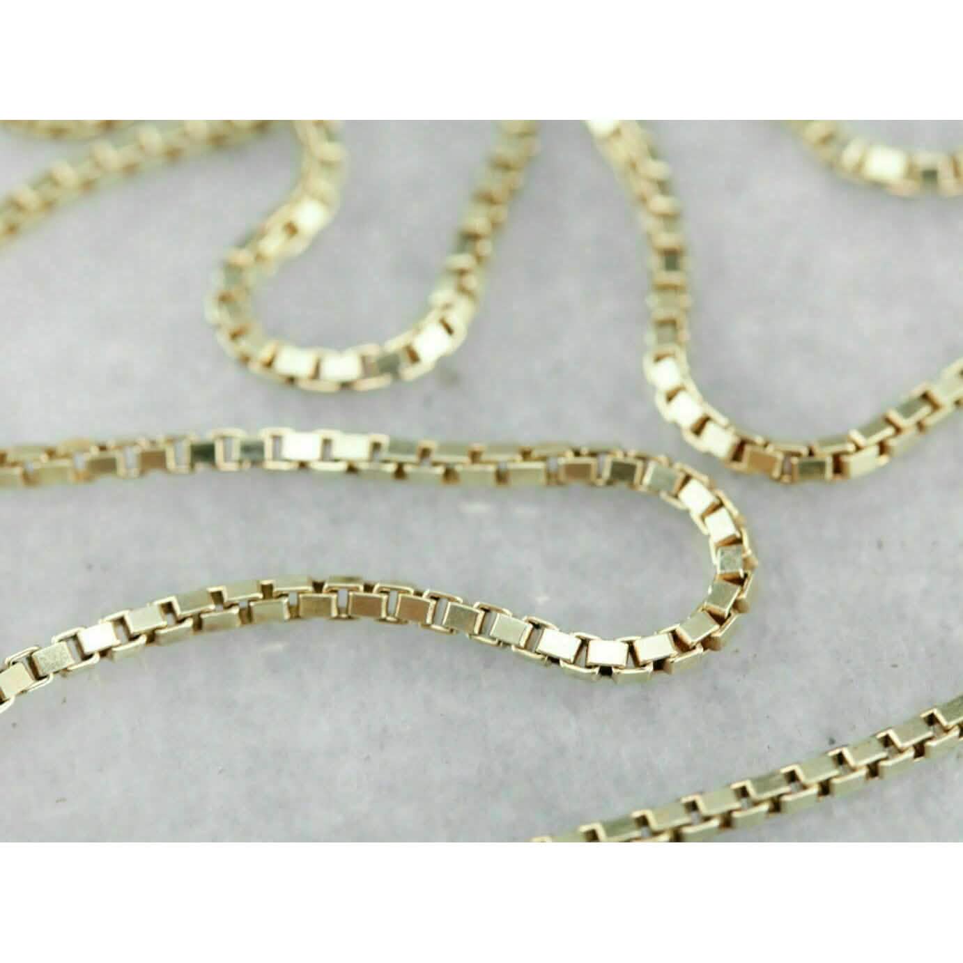 18K Solid Gold Box Chain Necklace Unisex
