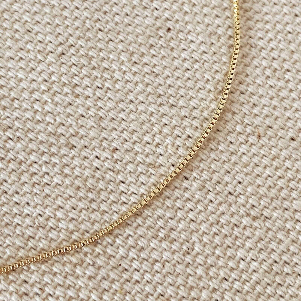18K Solid Gold Box Chain Necklace Unisex