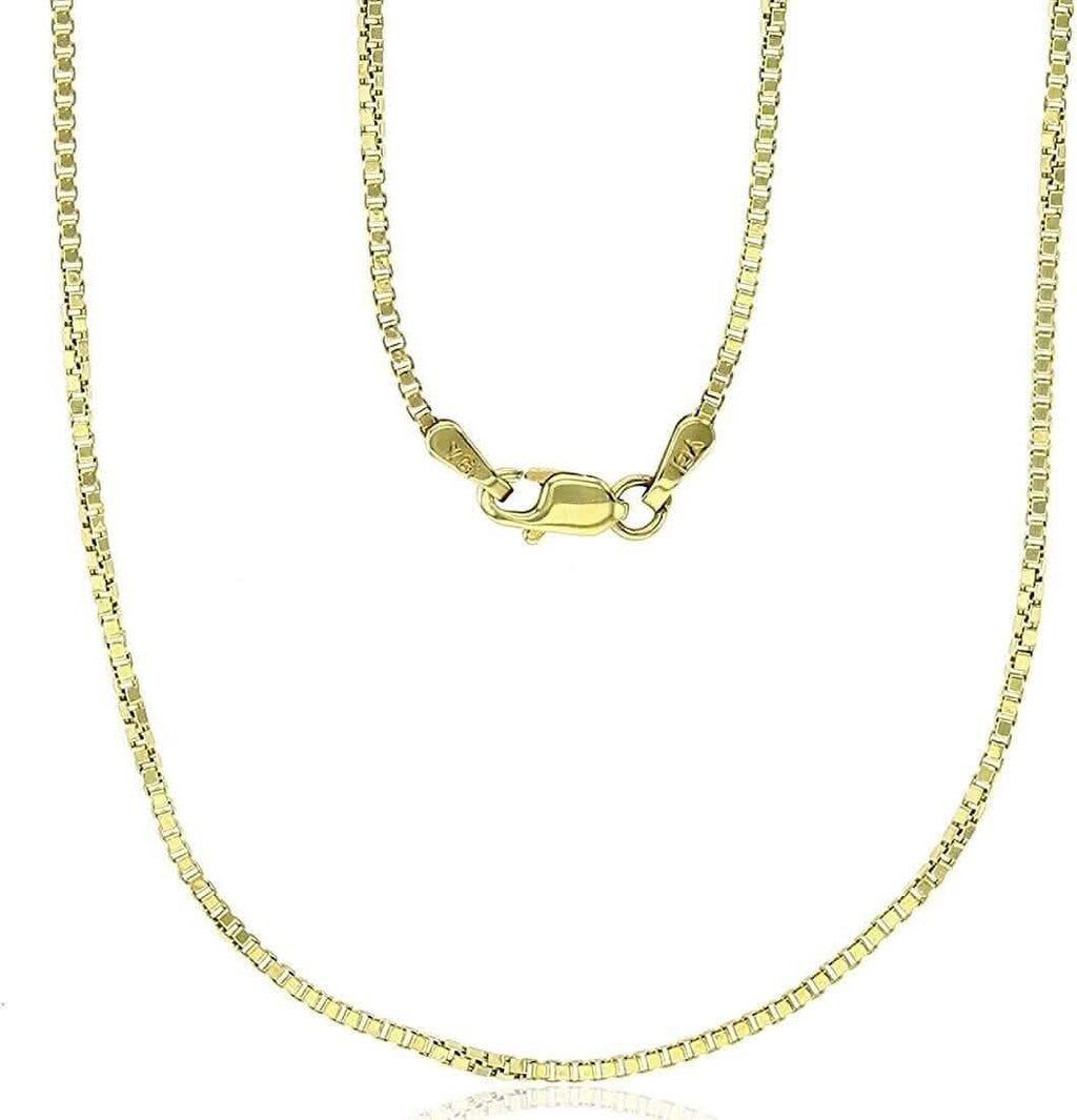 18K Solid Gold Box Chain Necklace Unisex