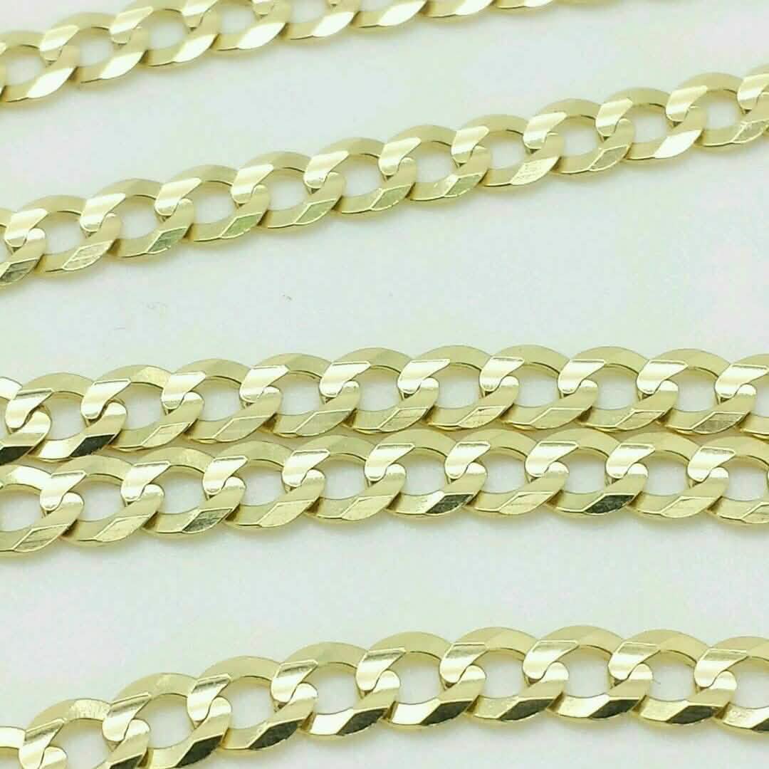 18K Solid Gold Cuban Chain Necklace Men Women 4mm
