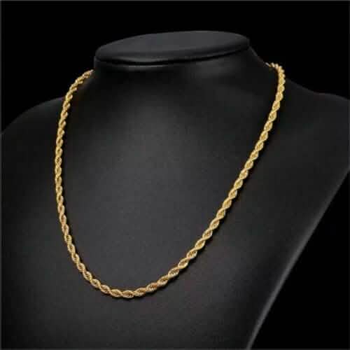 18K Solid Gold Rope Chain Necklace