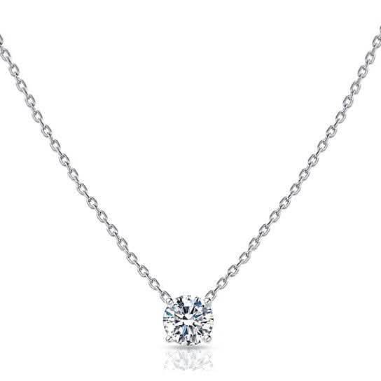 18K White Gold Dainty Round Cut Solitaire Necklace