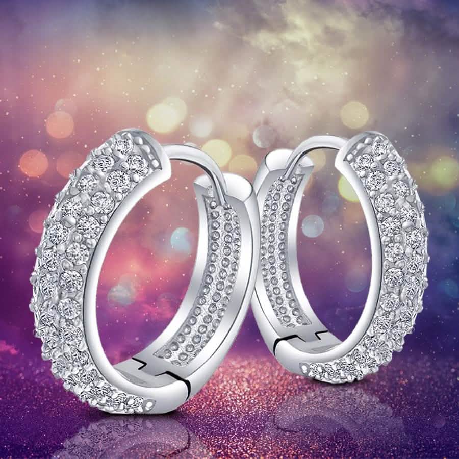 18K White Gold Micro Pave Petite Huggie Earrings