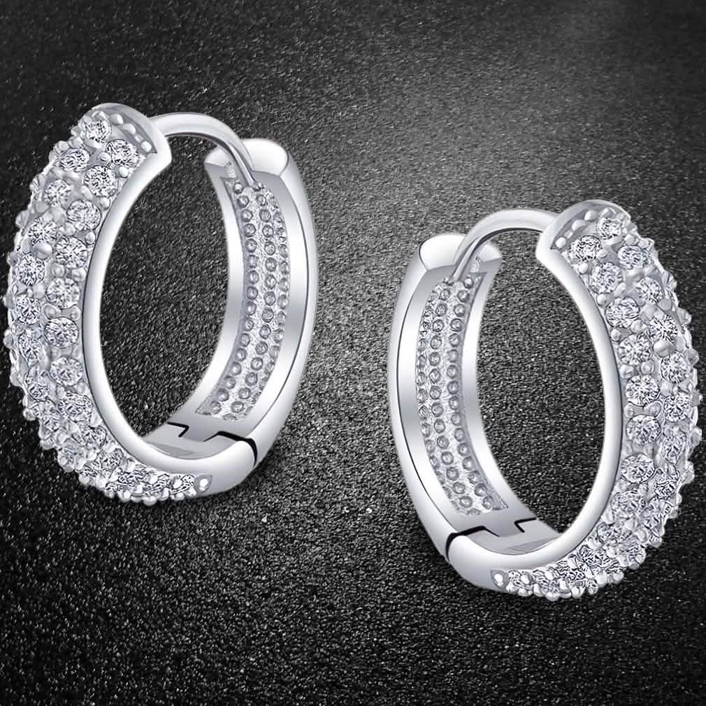 18K White Gold Micro Pave Petite Huggie Earrings