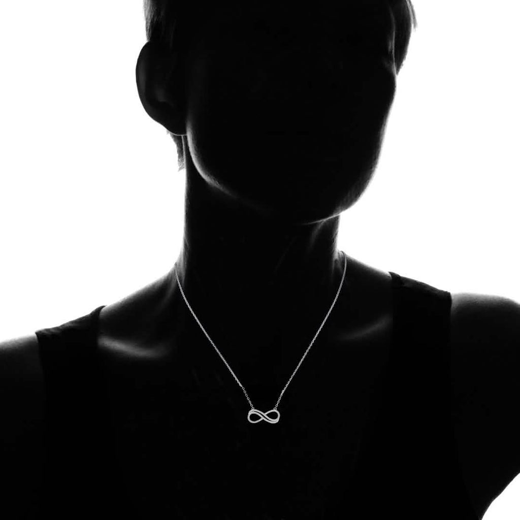 18K White Gold Plated Double Infinity Necklace