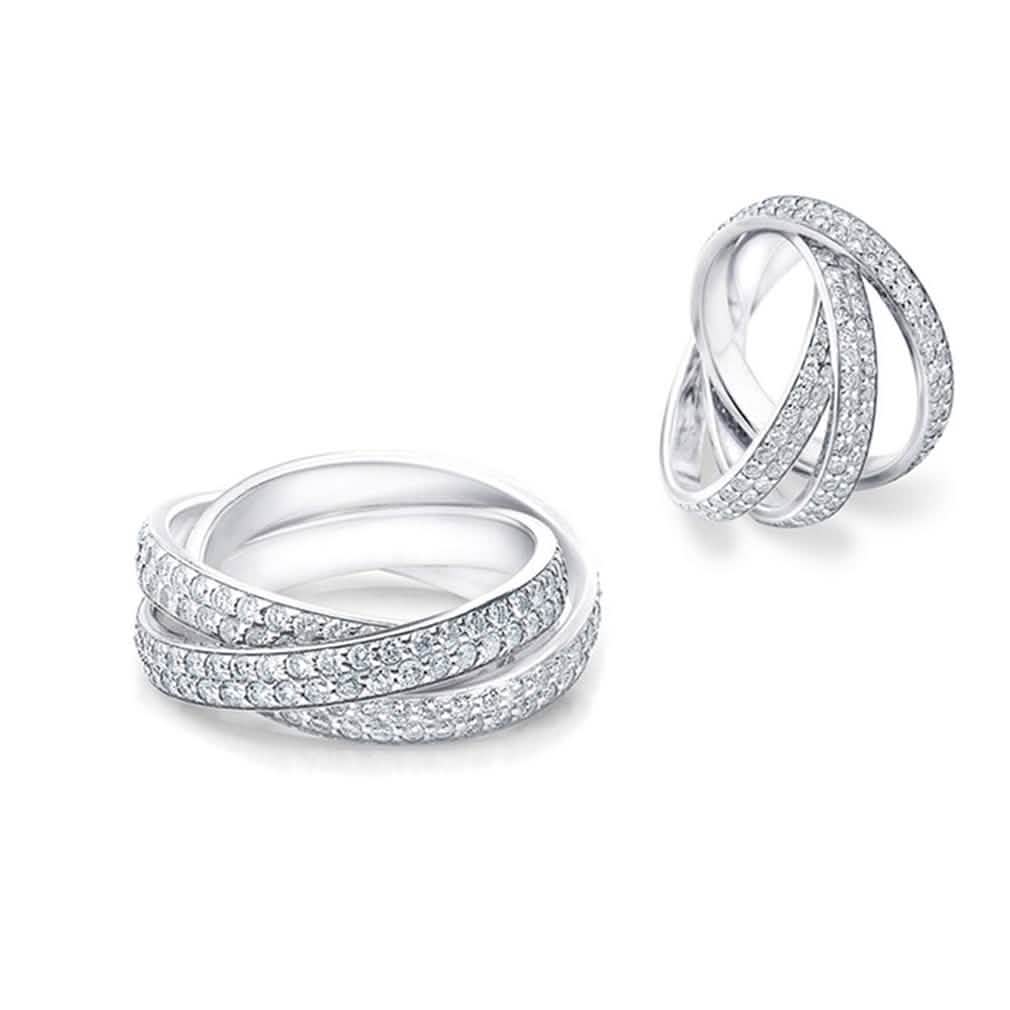 18K White Gold Plated Rolling Eternity Ring Made with Swarovski Elements