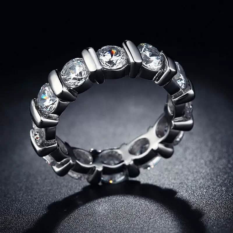 18k White Gold Round Cut Eternity Band