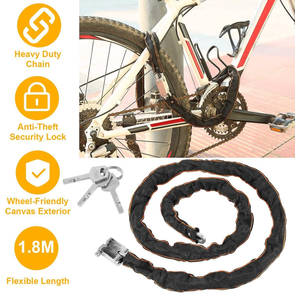 1.8m Bike Chain Lock with 3 Keys Heavy Duty Security Lock