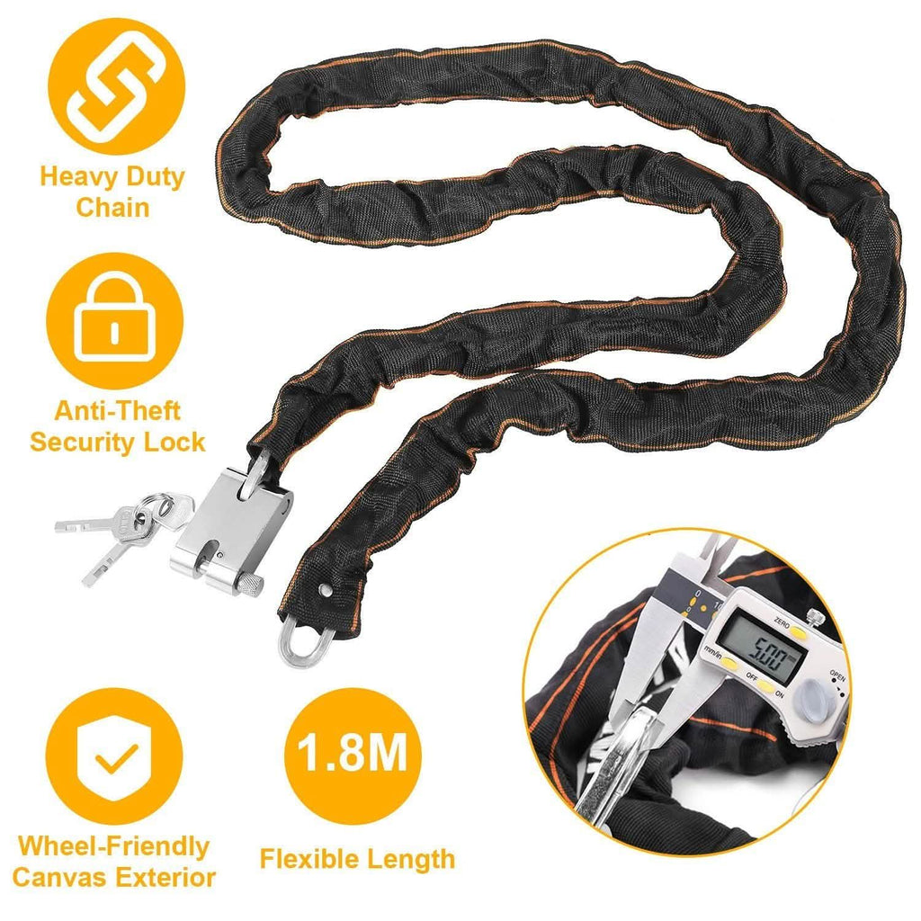 1.8m Bike Chain Lock with 3 Keys Heavy Duty Security Lock