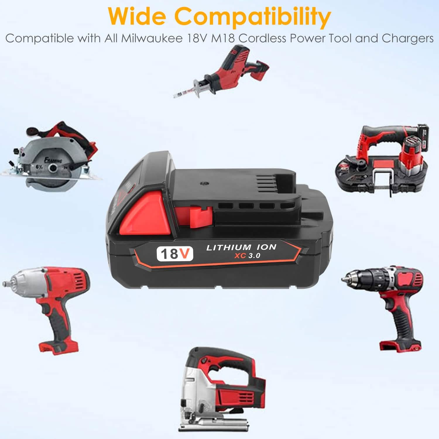 18V Battery Replacement Compatible with Milwaukee M18 Cordless Power Tool
