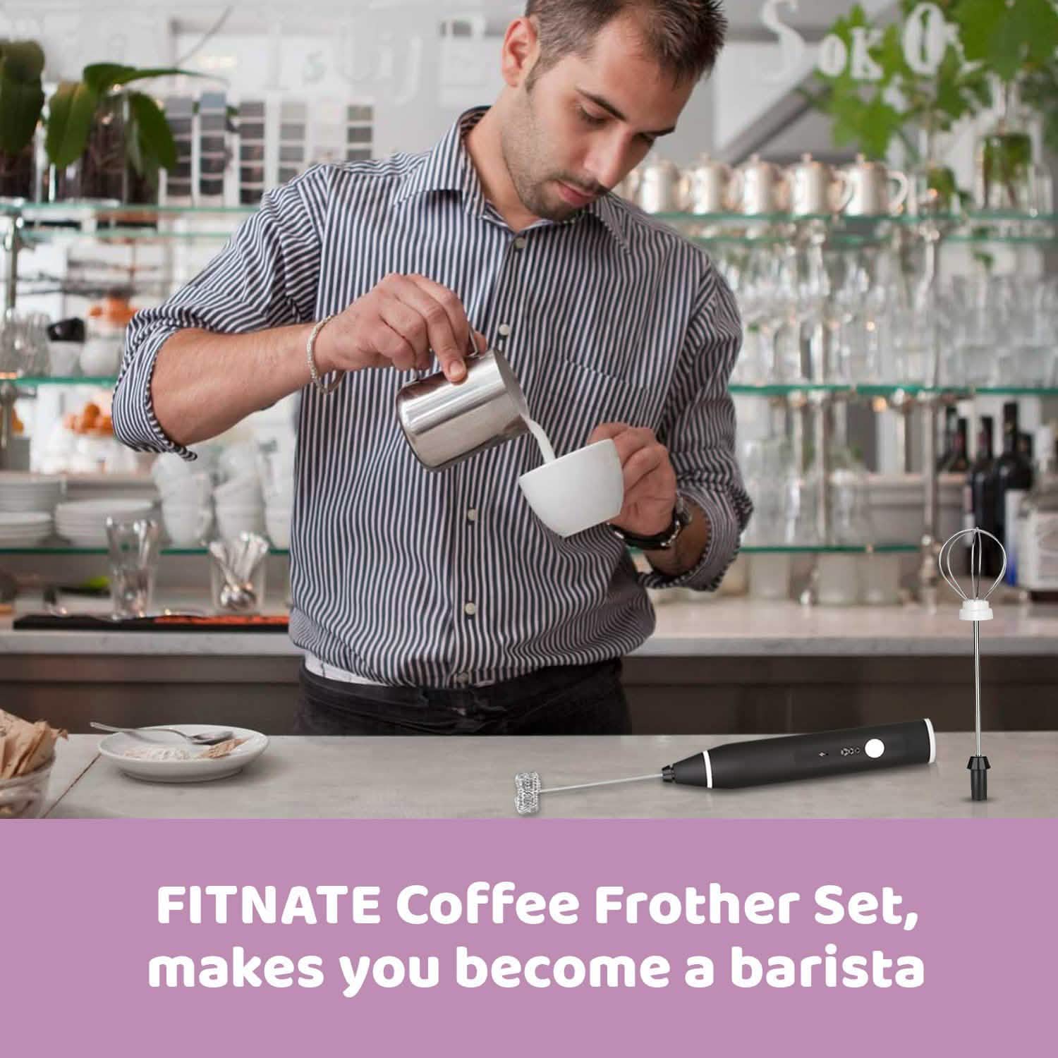 19-Pack: USB Electric Milk Coffee Frother Pitcher Set