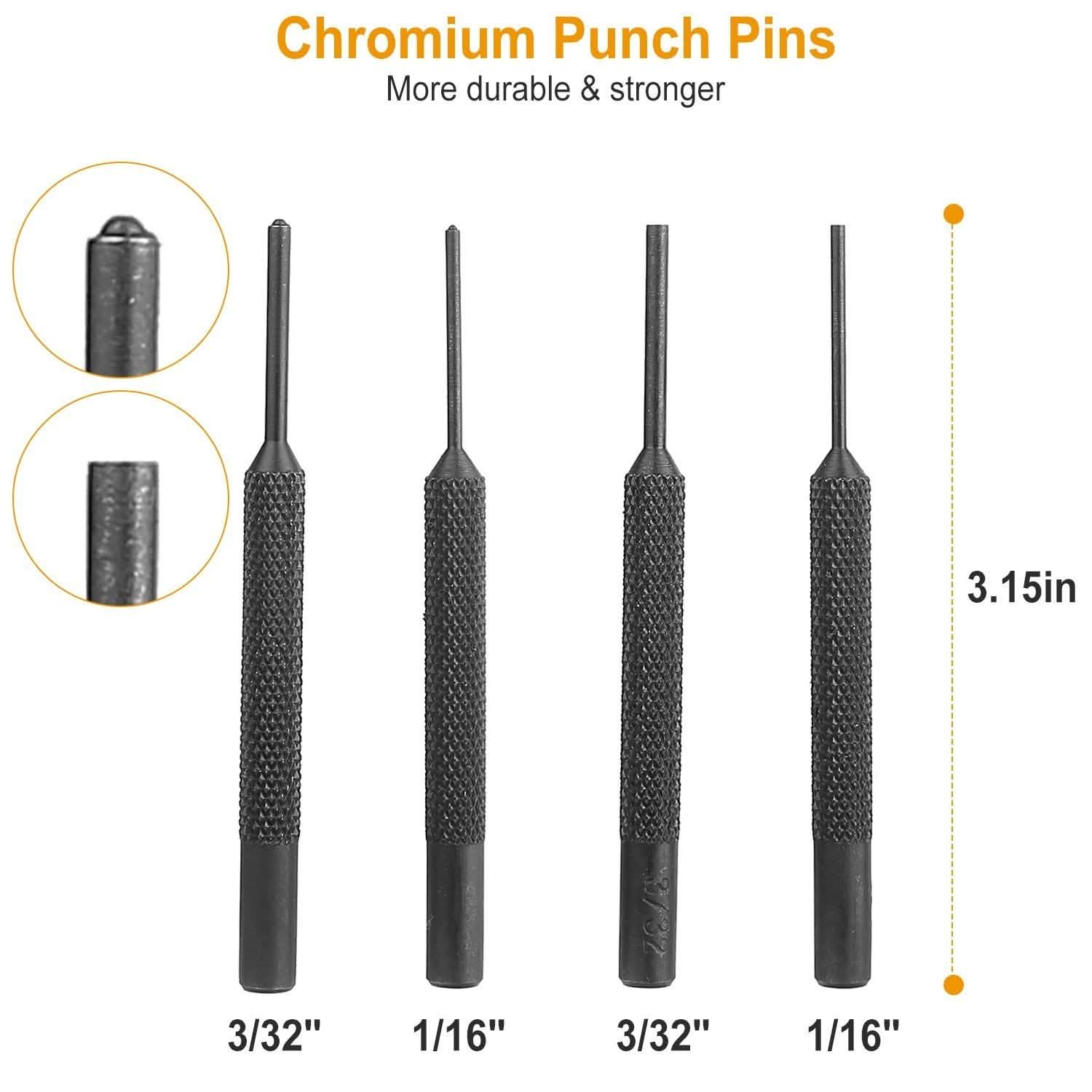 19-Piece: Hammer Punch Set Drift Pin Punch Kit with Portable Storage Box
