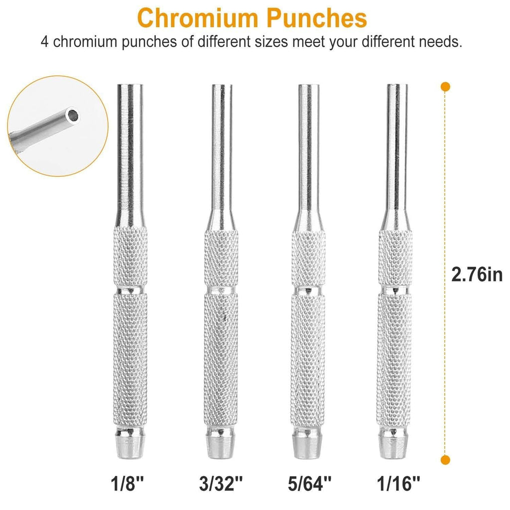 19-Piece: Hammer Punch Set Drift Pin Punch Kit with Portable Storage Box