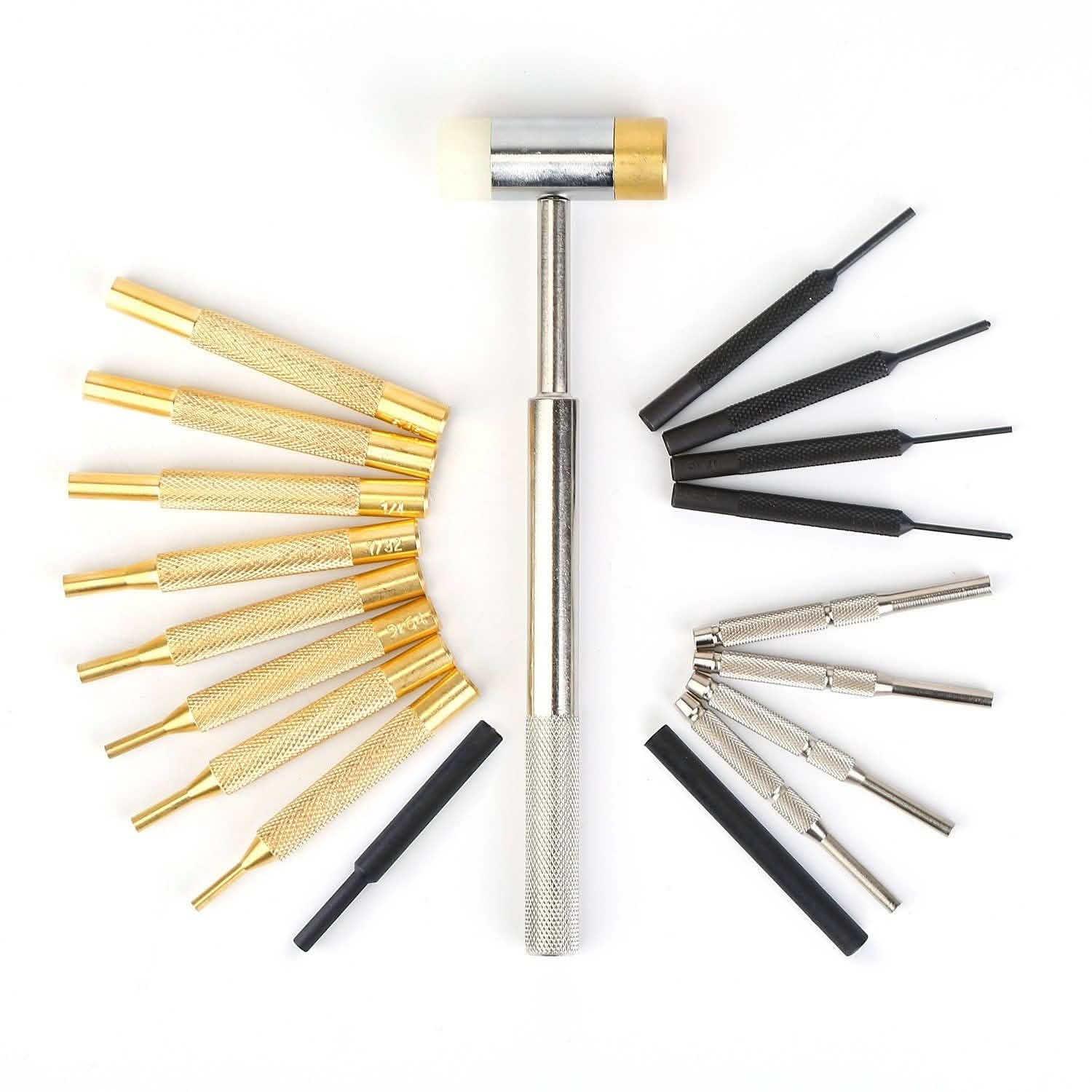 19-Piece: Hammer Punch Set Drift Pin Punch Kit with Portable Storage Box