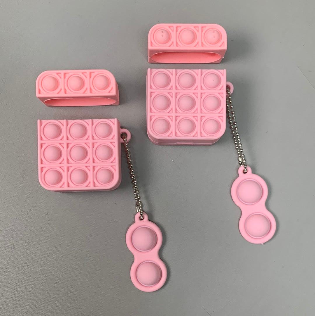 BEST WHOLESALE 2-PACK! Wireless Headphone Bubble Popping Case 2.5" x 2" Baby Pink
