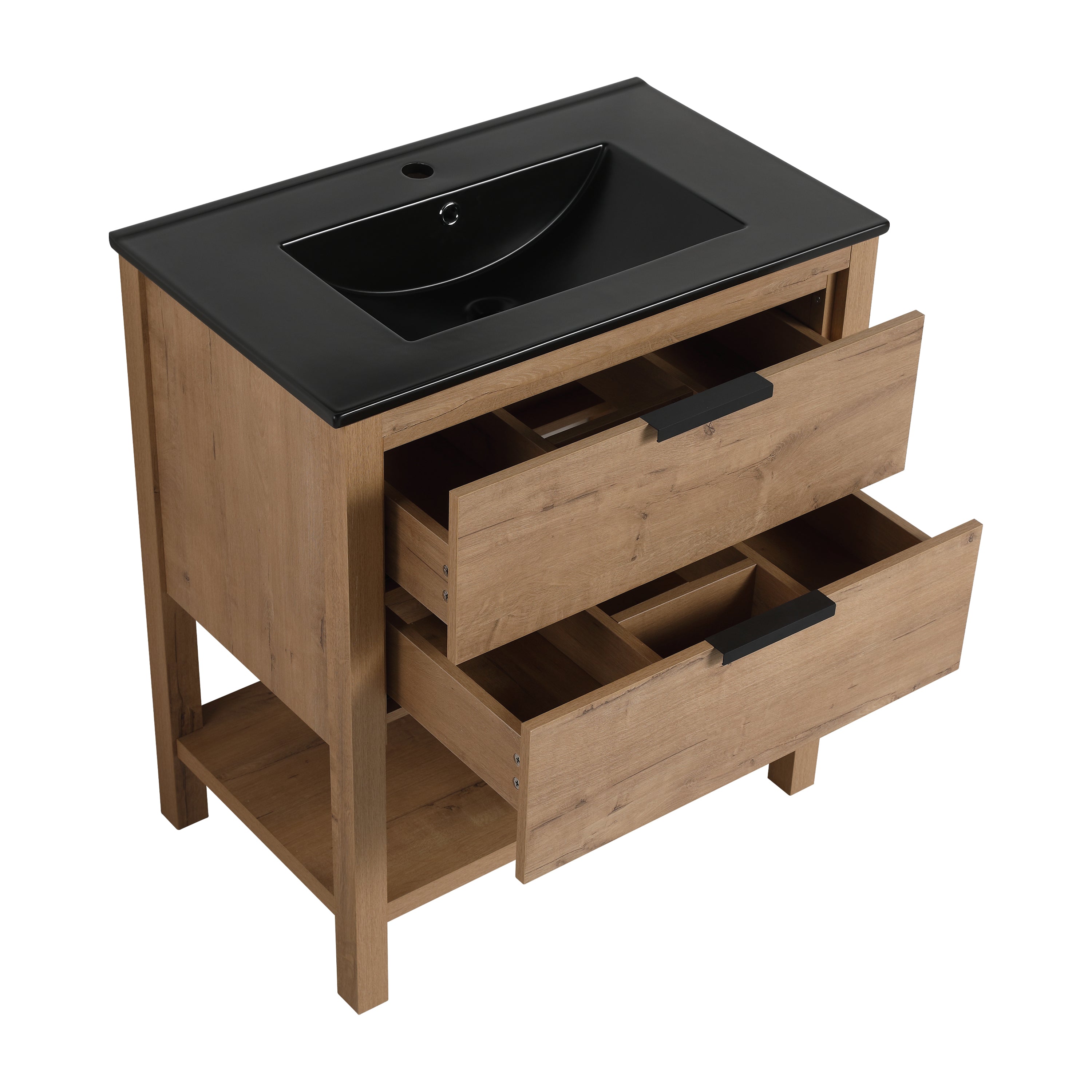 30 Inch Bathroom Vanity Plywood With 2 Drawers(BVB01030IMO-BL9075BK)