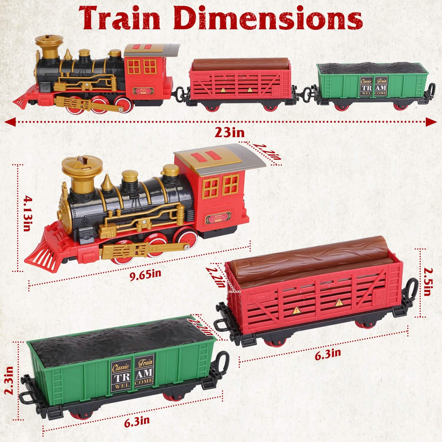 193-Piece: Electric Train Set Steam Locomotive Passenger Coach Coal Car Christmas Train