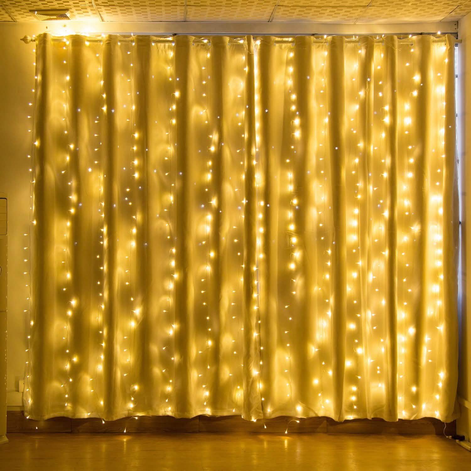 19.6 x 6.6 FT. 448 LED Warm White Waterproof String Fairy Curtain Lights