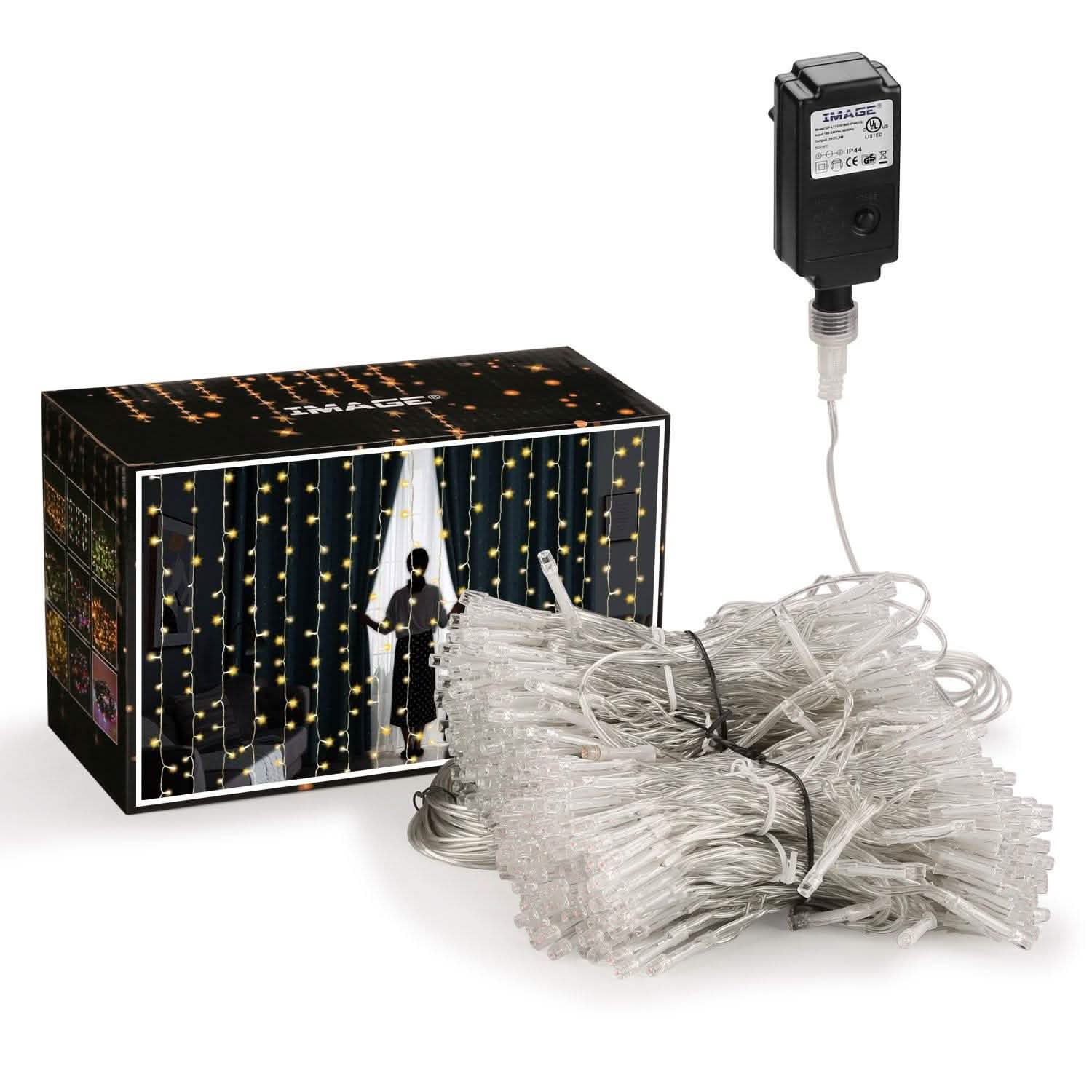19.6 x 6.6 FT. 448 LED Warm White Waterproof String Fairy Curtain Lights