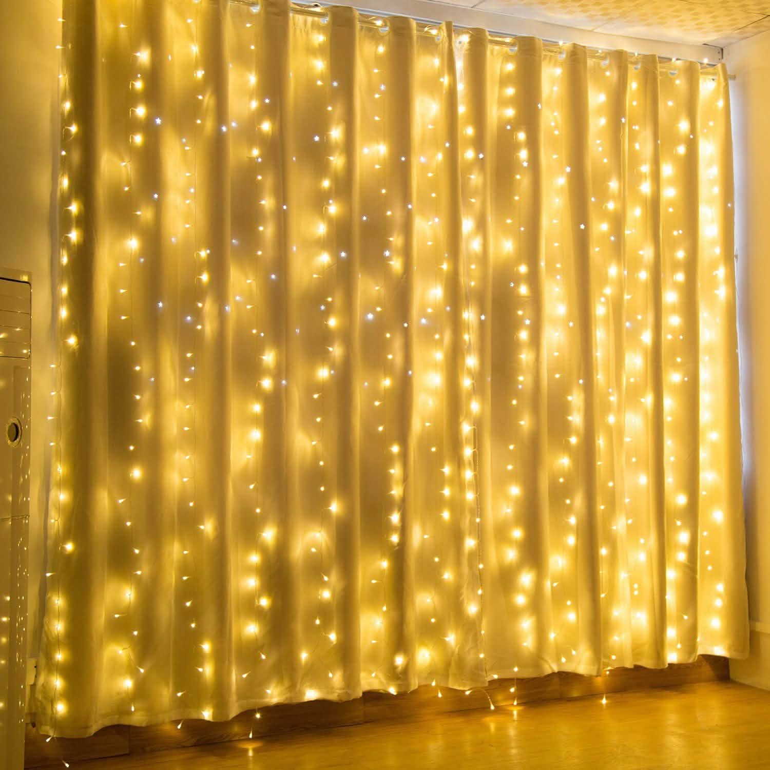 19.6 x 6.6 FT. 448 LED Warm White Waterproof String Fairy Curtain Lights