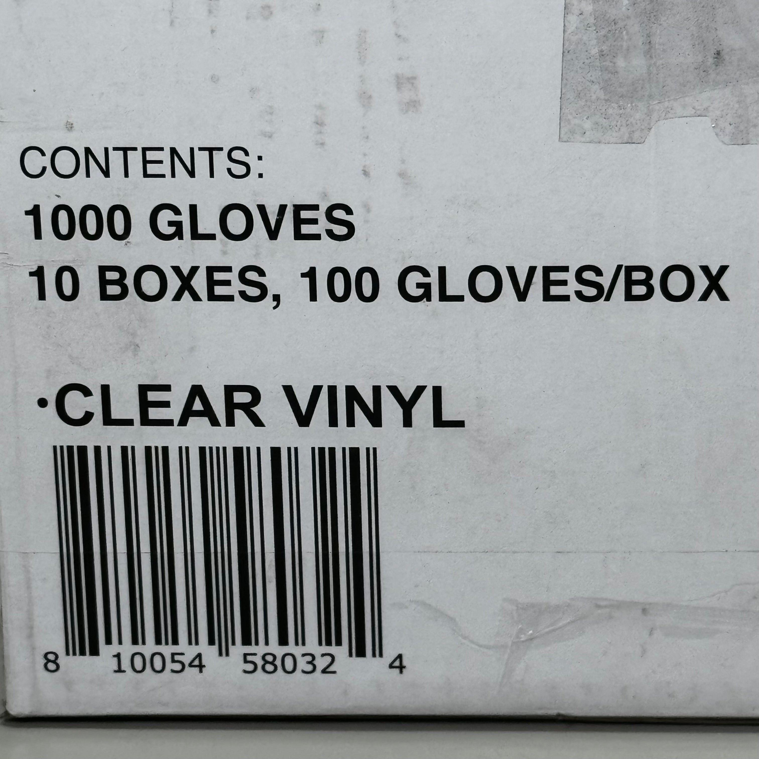 STAUFFER (10 PACK, 1,000 Total) Gloves & Safety Powder-Free Clear Vinyl Sz L R400I