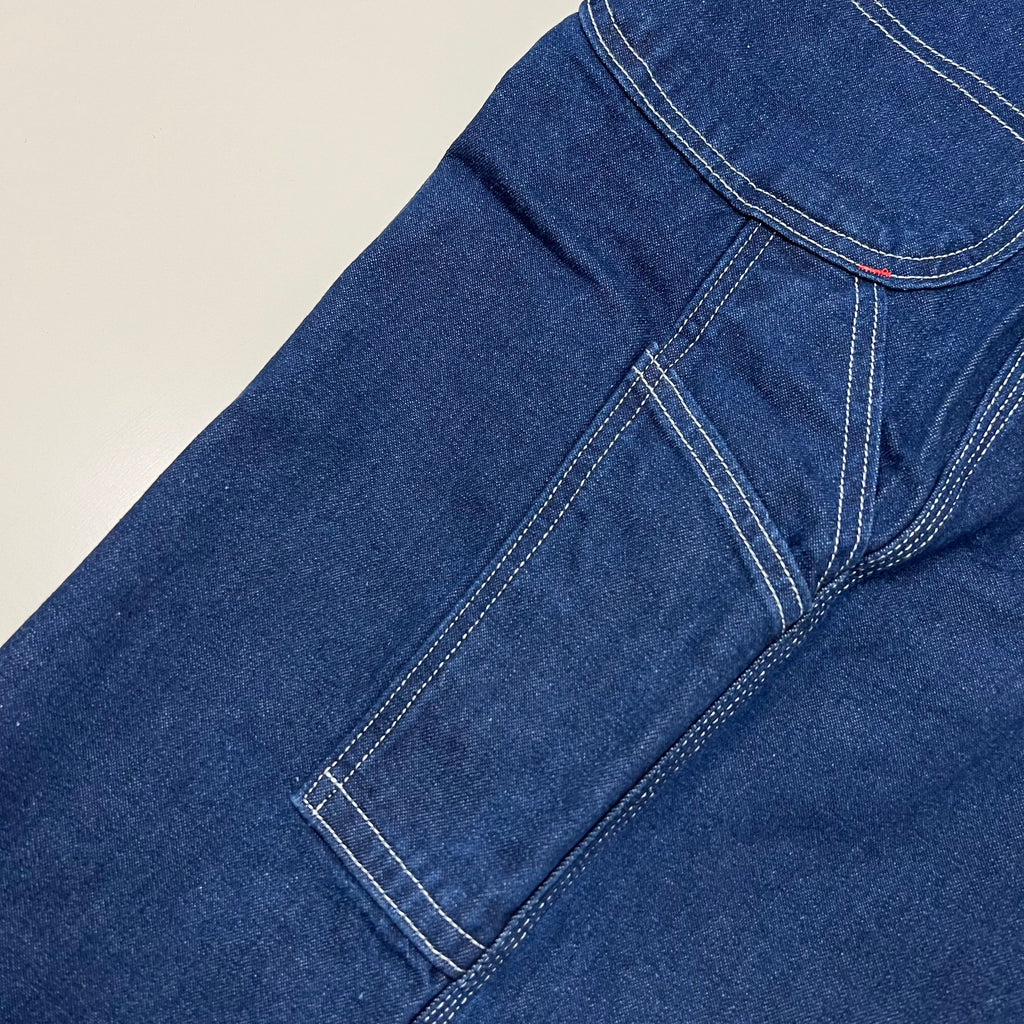 DICKIES Classic High Back Wide Leg Bib Overall Men's 36X32 Rinsed Indigo Blue
