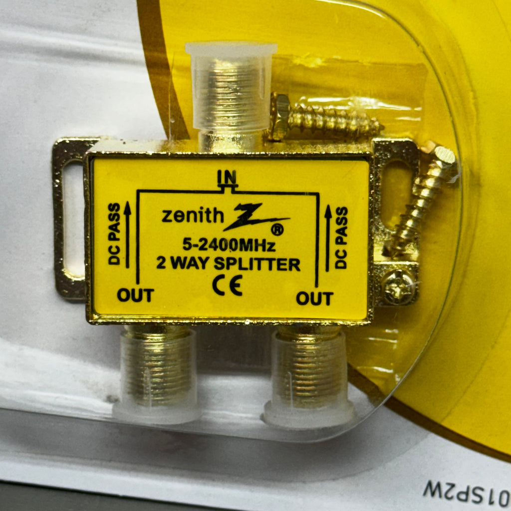 ZENITH (2 PACK) Premium 2-Way Coax Splitter 2.4GHz Protected 18K Gold VS3001SP2W