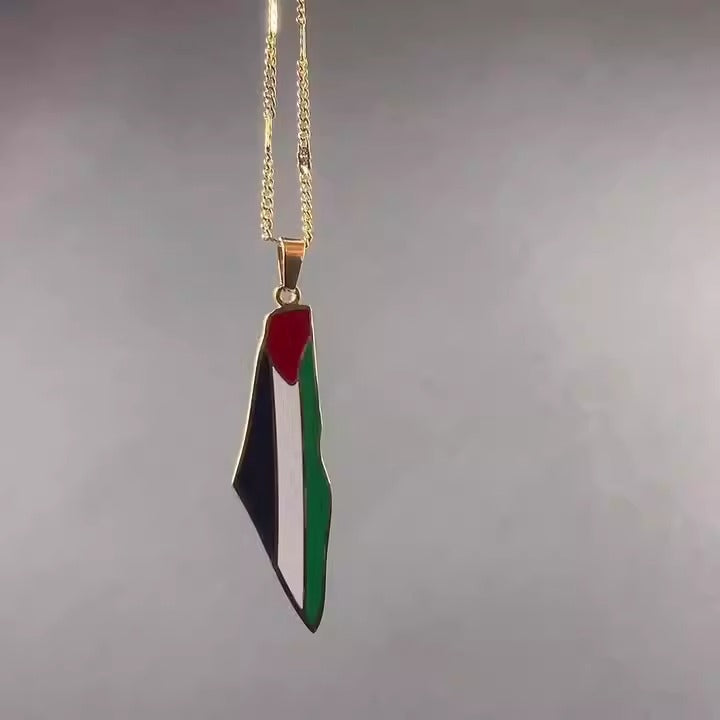 Titanium steel stainless steel drip glue Middle East Palestine map pendant necklace