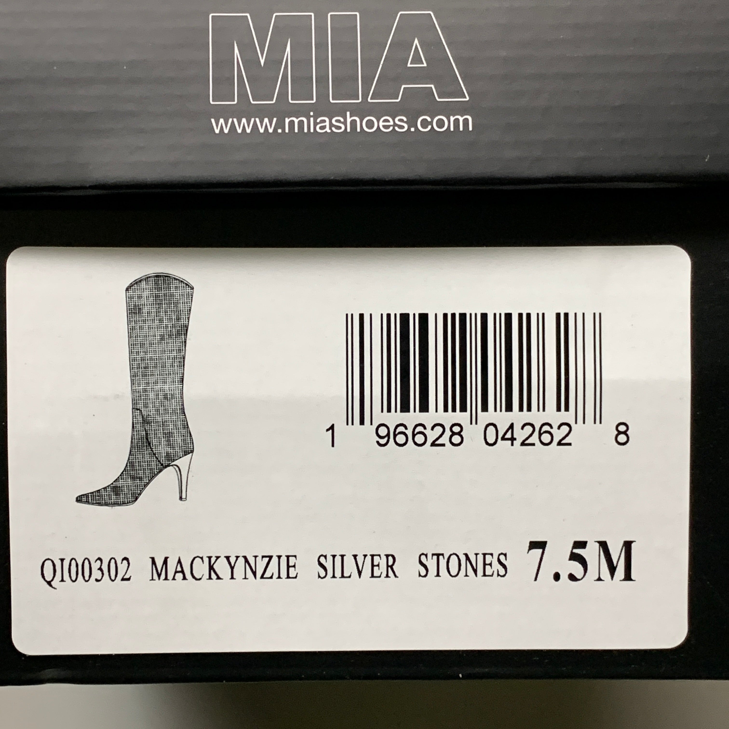 MIA Mackynzie Silver Stone Tall Heeled Boots Women's Sz 7.5M Q100302