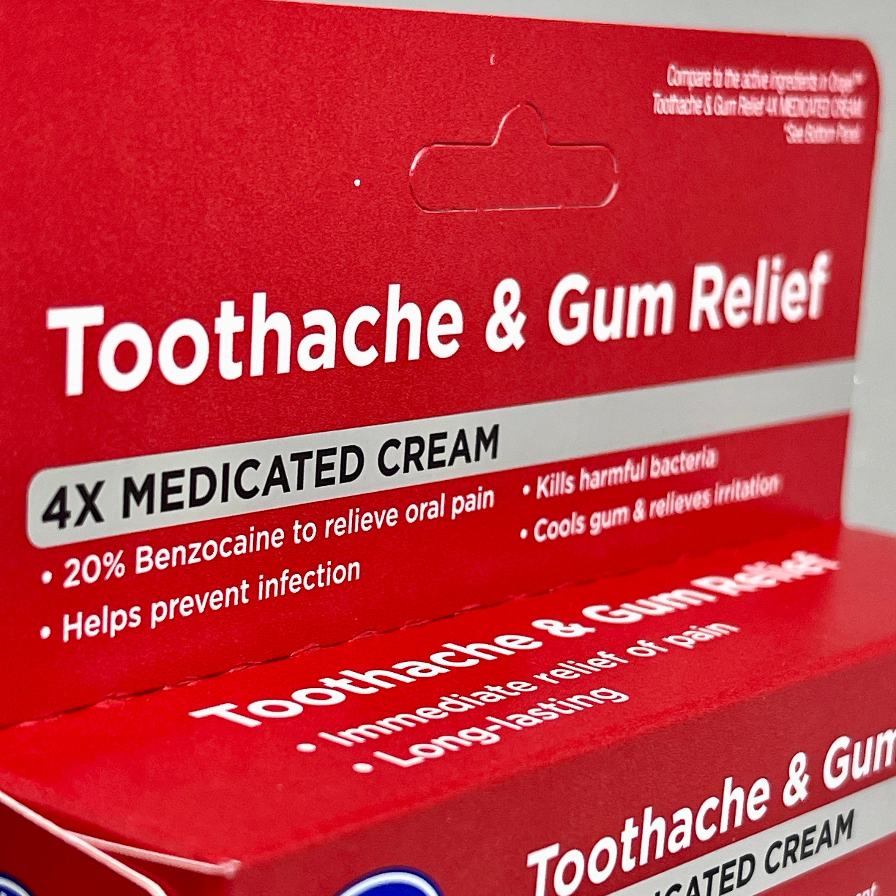 KROGER (2 PACK) Toothache & Gum Relief 4X Medicated Cream 0.33oz BB 04/26