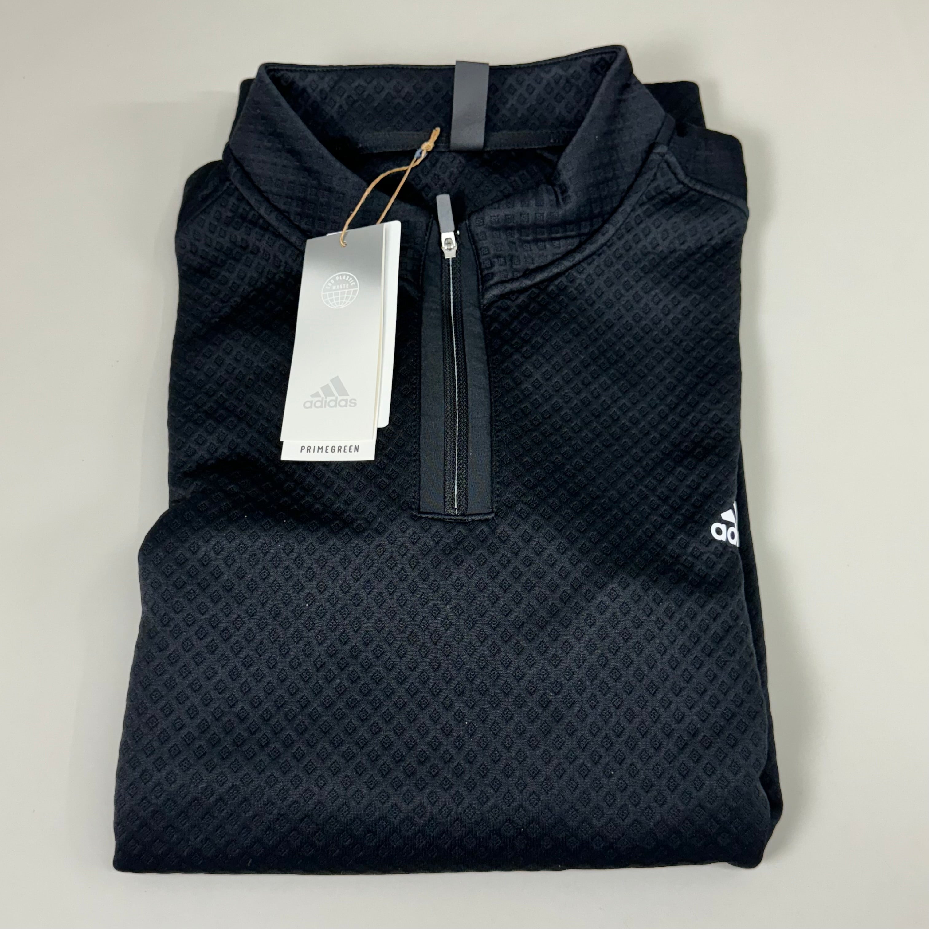 ADIDAS DWR 1/4 Zip Men's Golf Textured Sweatshirt Sz-XL Black H53965